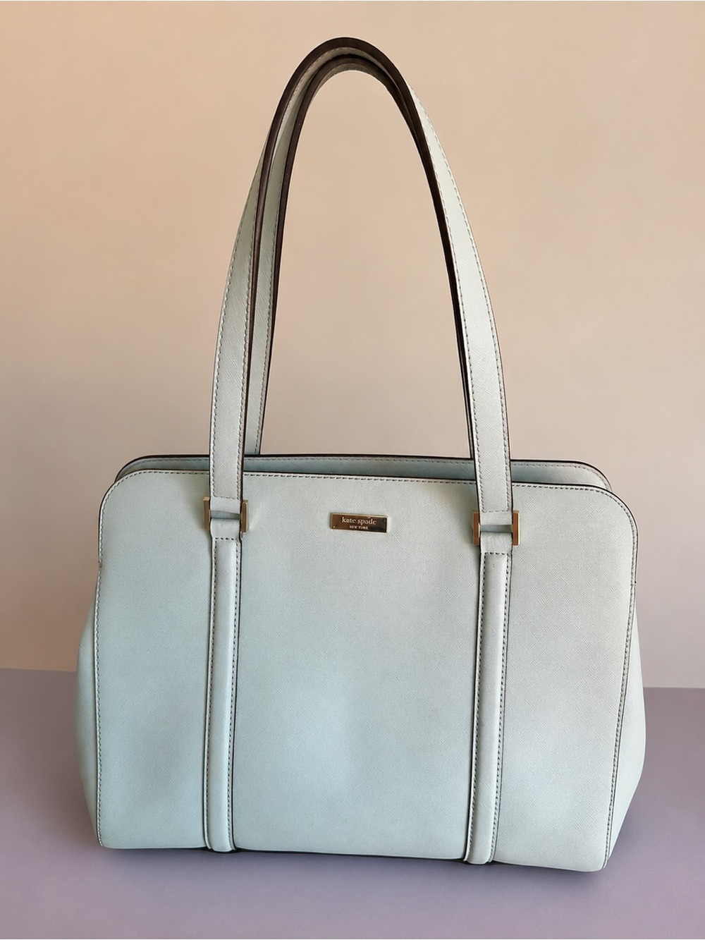 Kate Spade New York Saffiano Leather Tote Bag Pale Blue